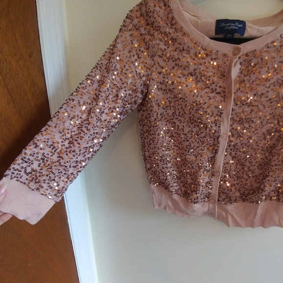 American Eagle Outfitters Pink Sequin Cardigan - Picture 7 of 12